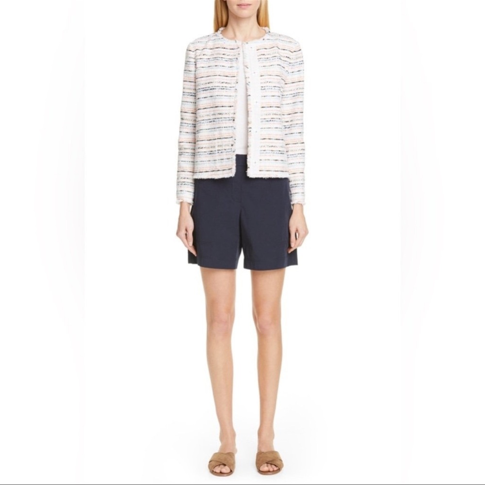 Lafayette 148 NY Albino Striped Multi Colored Button Up Tweed Blazer/Jacket, L